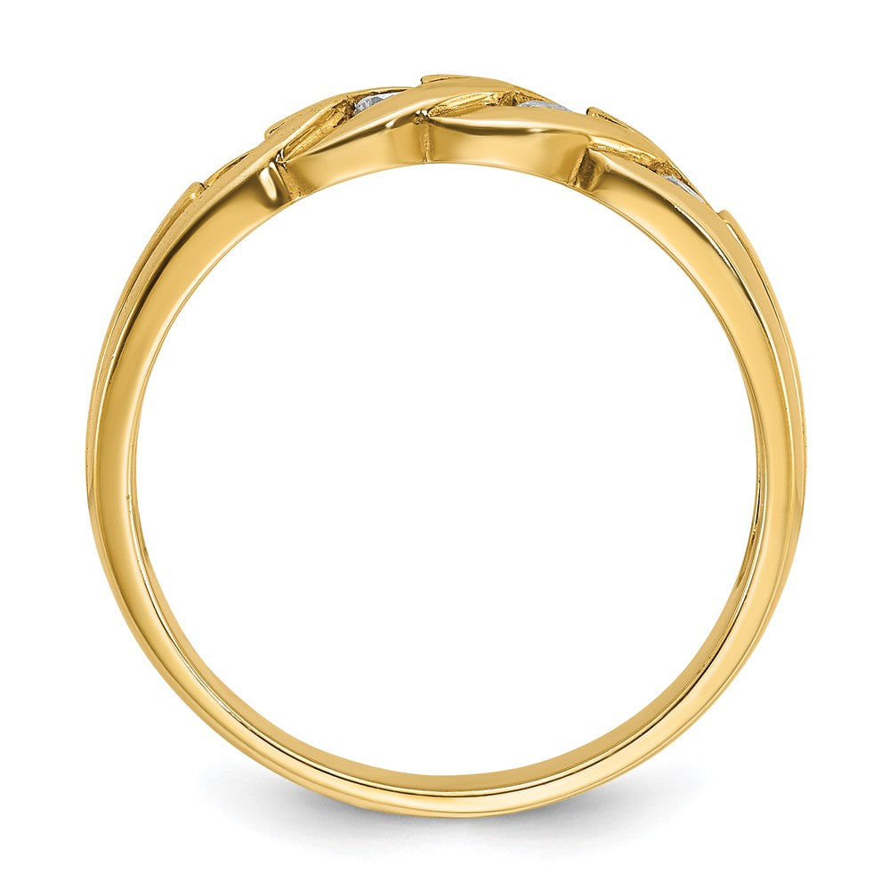 14K Gelbgold Herren-Ring mit Kettenglied-Design und 0,25K Diamanten, komplett besetzt