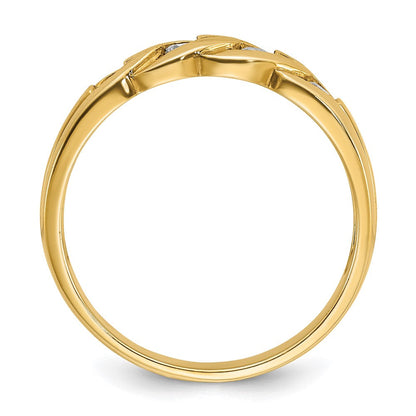 14K Gelbgold Herren-Ring mit Kettenglied-Design und 0,25K Diamanten, komplett besetzt