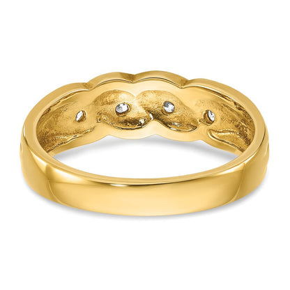 14K Gelbgold Herren-Ring mit Kettenglied-Design und 0,25K Diamanten, komplett besetzt