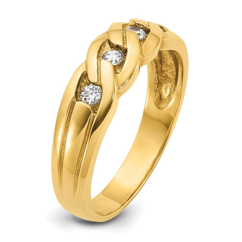 14K Gelbgold Herren-Ring mit Kettenglied-Design und 0,25K Diamanten, komplett besetzt