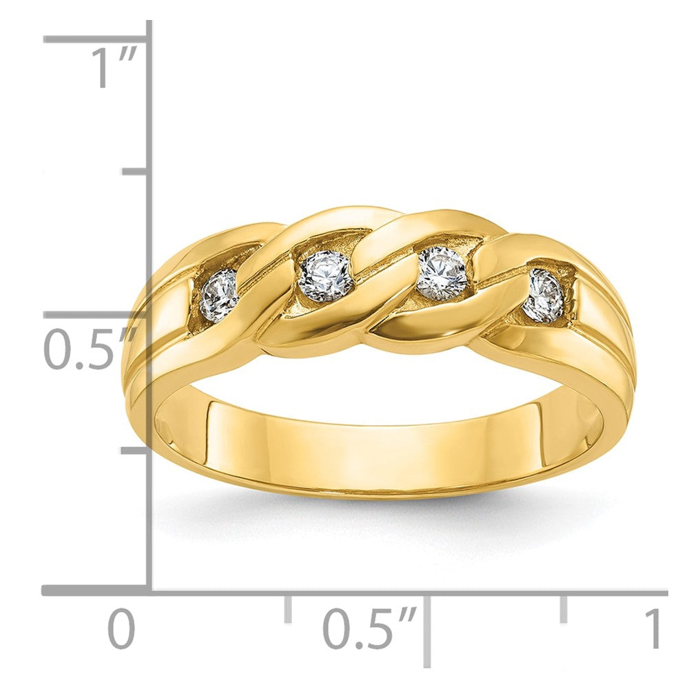 14K Gelbgold Herren-Ring mit Kettenglied-Design und 0,25K Diamanten, komplett besetzt