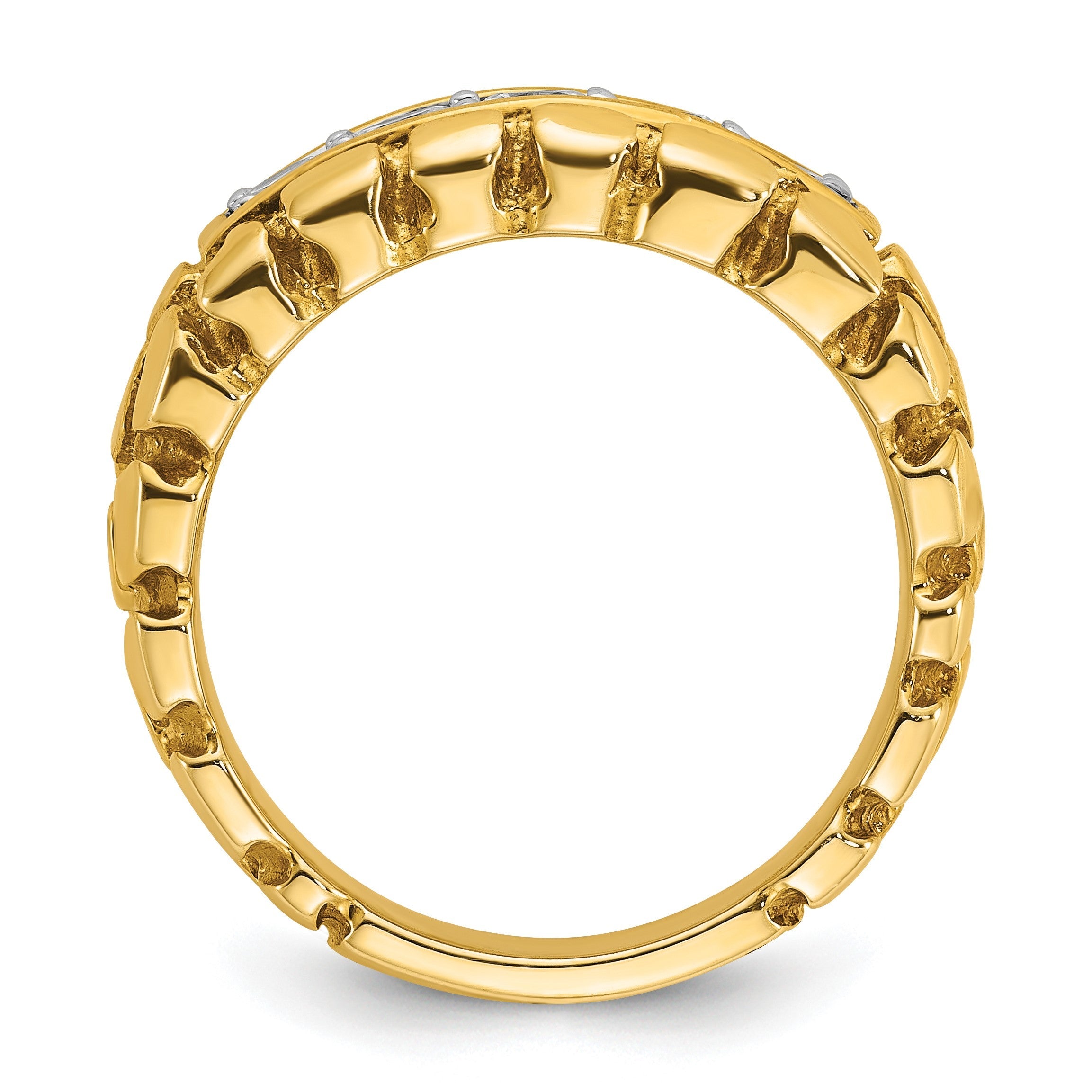 14K Gelbgold Herren Diamant-Nugget-Ring, komplett, 1K