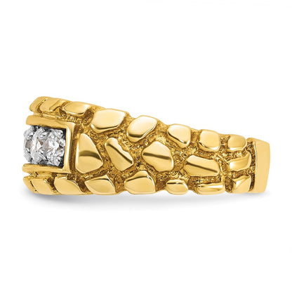 14K Gelbgold Herren Diamant-Nugget-Ring, komplett, 1K