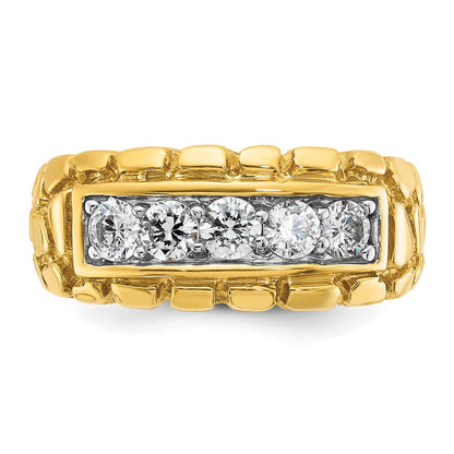 14K Gelbgold Herren Diamant-Nugget-Ring, komplett, 1K