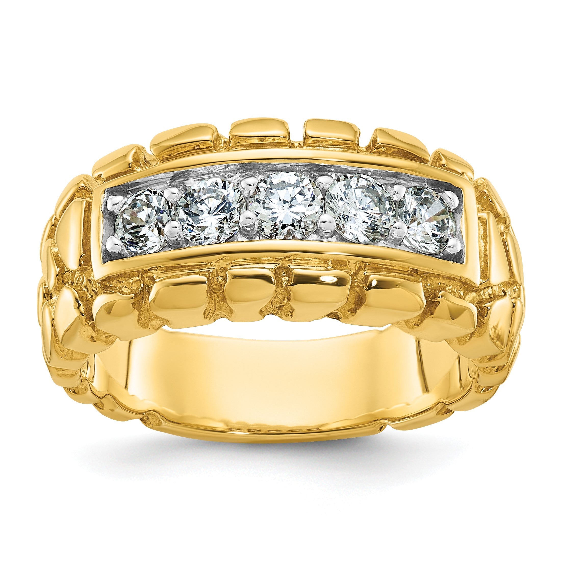 14K Gelbgold Herren Diamant-Nugget-Ring, komplett, 1K
