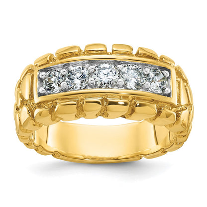 14K Gelbgold Herren Diamant-Nugget-Ring, komplett, 1K