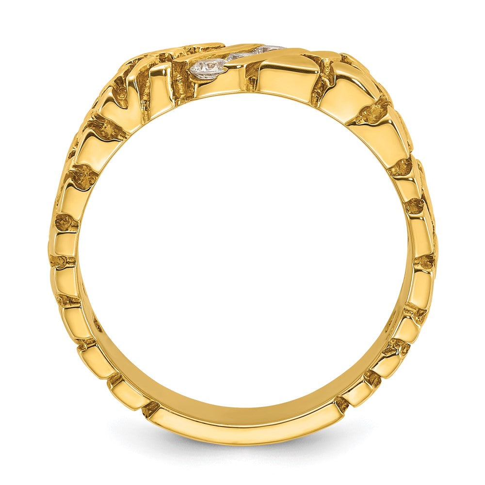 14K Gelbgold Diamant-Nugget-Ring für Herren mit 0,25K