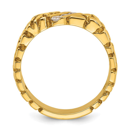 14K Gelbgold Diamant-Nugget-Ring für Herren mit 0,25K