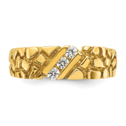 14K Gelbgold Diamant-Nugget-Ring für Herren mit 0,25K