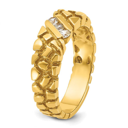 14K Gelbgold Diamant-Nugget-Ring für Herren mit 0,25K