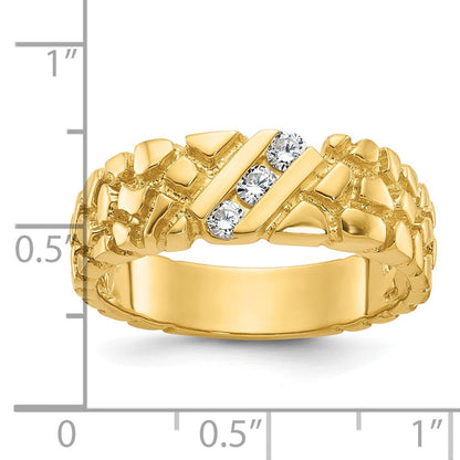 14K Gelbgold Diamant-Nugget-Ring für Herren mit 0,25K