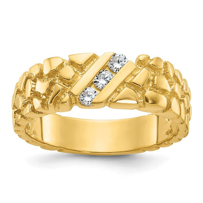 14K Gelbgold Diamant-Nugget-Ring für Herren mit 0,25K