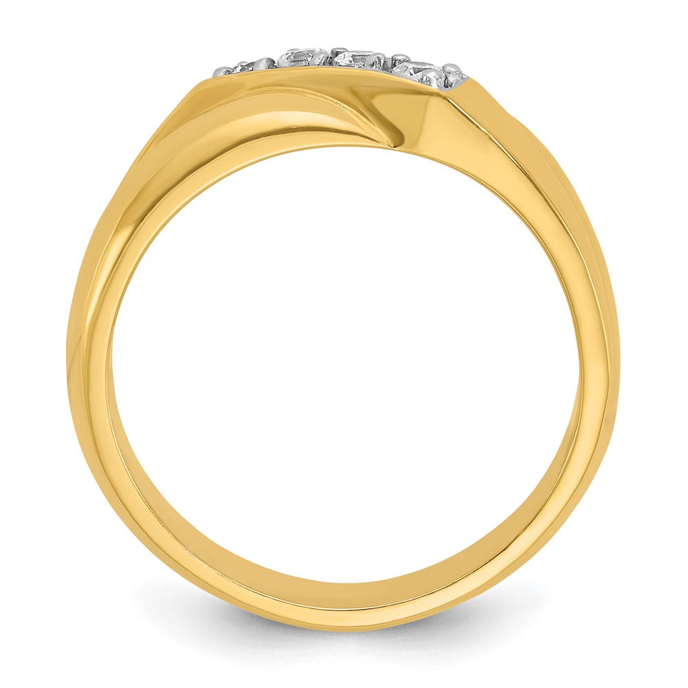 14K Gelbgold Herren-Ring mit 0,2K Diamanten, komplett besetzt