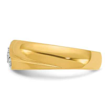14K Gelbgold Herren-Ring mit 0,2K Diamanten, komplett besetzt