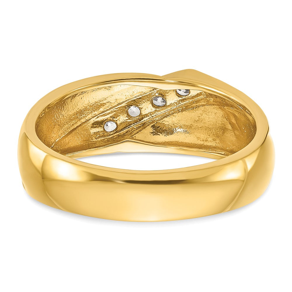 14K Gelbgold Herren-Ring mit 0,2K Diamanten, komplett besetzt