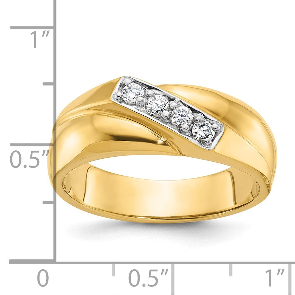 14K Gelbgold Herren-Ring mit 0,2K Diamanten, komplett besetzt
