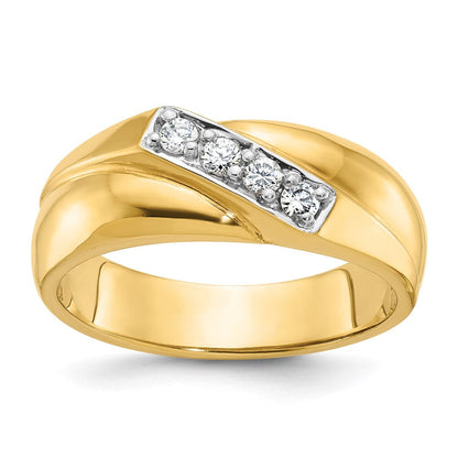 14K Gelbgold Herren-Ring mit 0,2K Diamanten, komplett besetzt