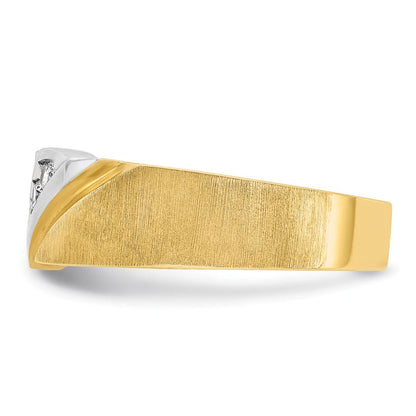 14K Bicolor Gold Herren-Ring, poliert und satiniert, mit 0,25K Diamanten, komplett besetzt