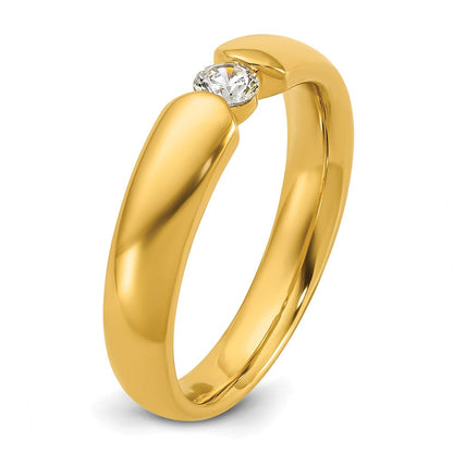 14K Gelbgold Herren-Ring mit 0,25K Diamant