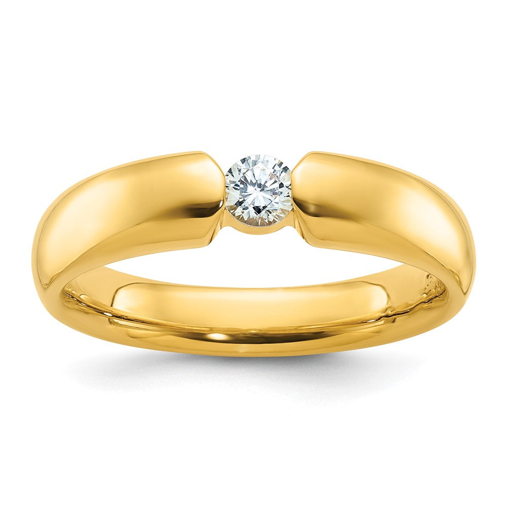 14K Gelbgold Herren-Ring mit 0,25K Diamant