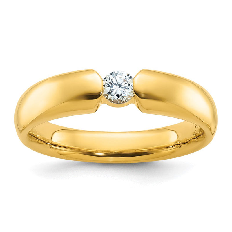 14K Gelbgold Herren-Ring mit 0,25K Diamant