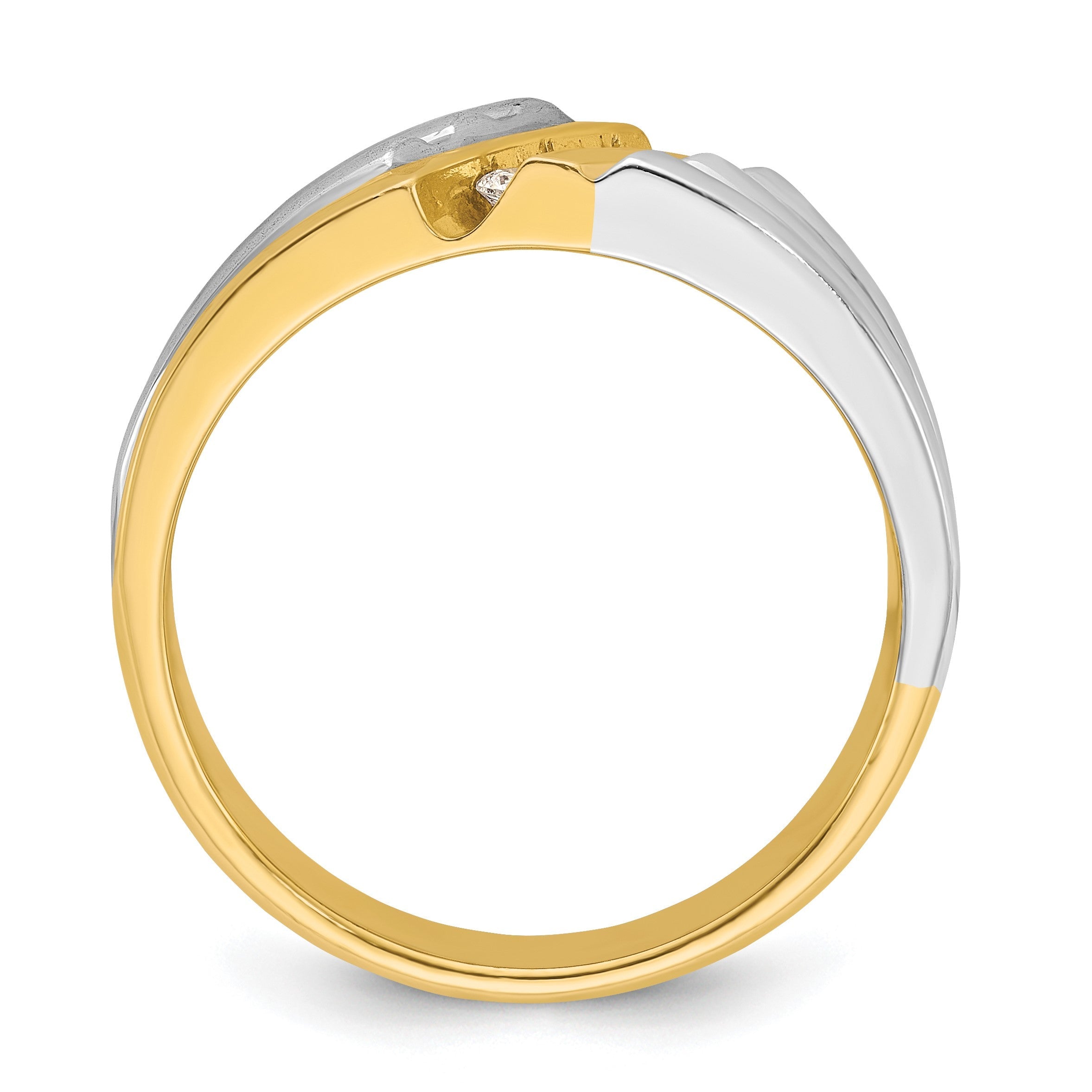 14K Bicolor-Gold Herren-Diamantring mit 0,16K, komplett besetzt