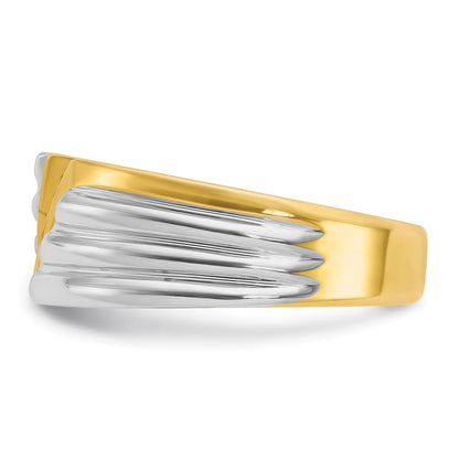 14K Bicolor-Gold Herren-Diamantring mit 0,16K, komplett besetzt