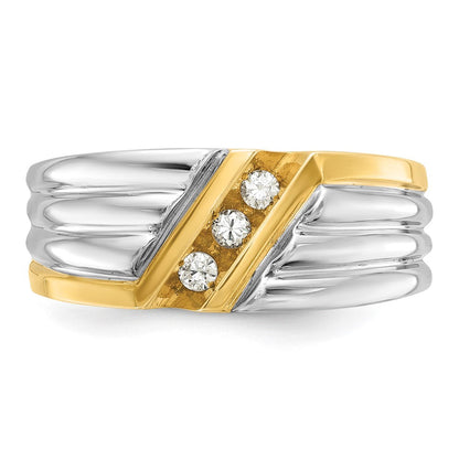 14K Bicolor-Gold Herren-Diamantring mit 0,16K, komplett besetzt