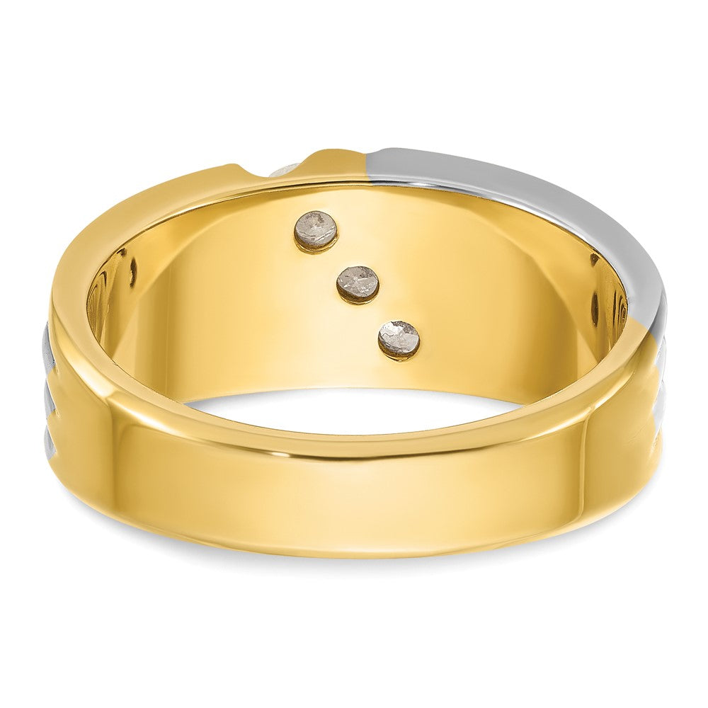 14K Bicolor-Gold Herren-Diamantring mit 0,16K, komplett besetzt