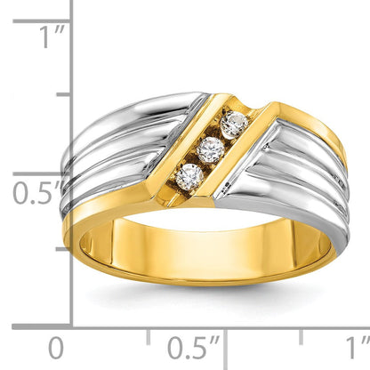 14K Bicolor-Gold Herren-Diamantring mit 0,16K, komplett besetzt