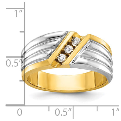 14K Bicolor-Gold Herren-Diamantring mit 0,16K, komplett besetzt