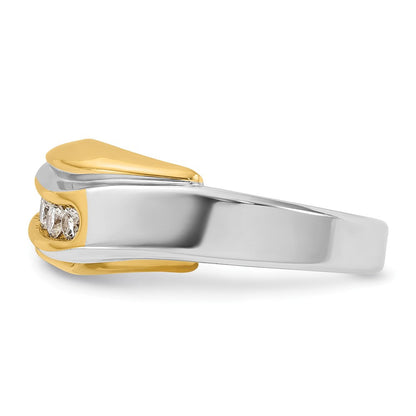 14K Zweifarbig Gold Herren-Ring mit 0,5K Diamant, komplett