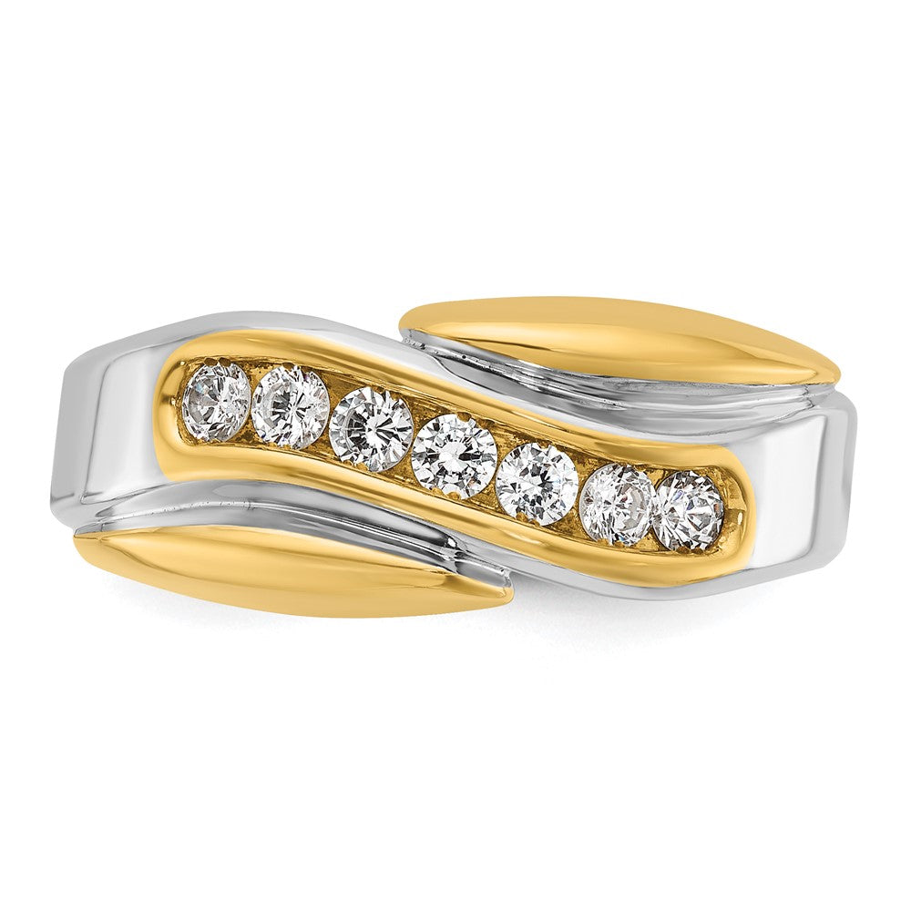 14K Zweifarbig Gold Herren-Ring mit 0,5K Diamant, komplett