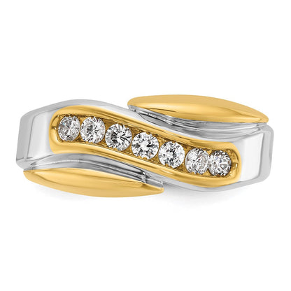 14K Zweifarbig Gold Herren-Ring mit 0,5K Diamant, komplett