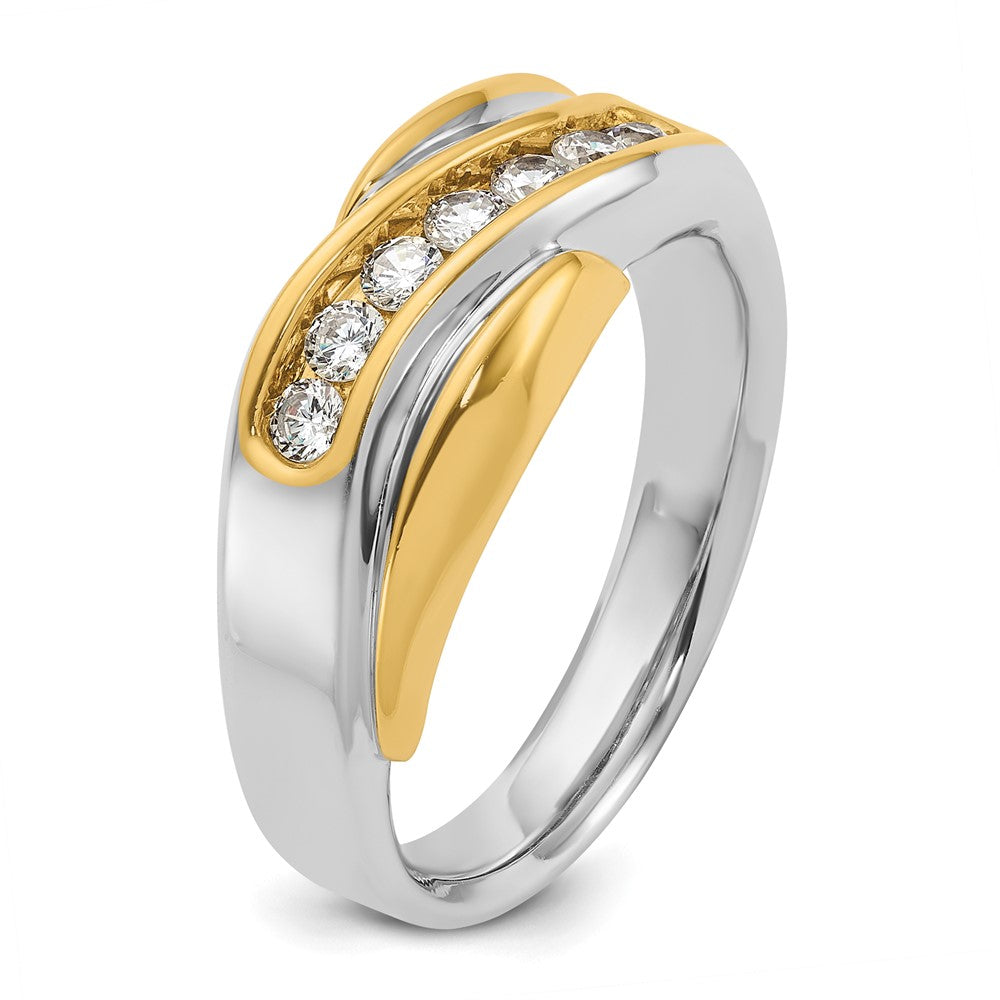 14K Zweifarbig Gold Herren-Ring mit 0,5K Diamant, komplett