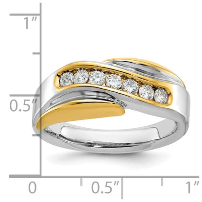 14K Zweifarbig Gold Herren-Ring mit 0,5K Diamant, komplett