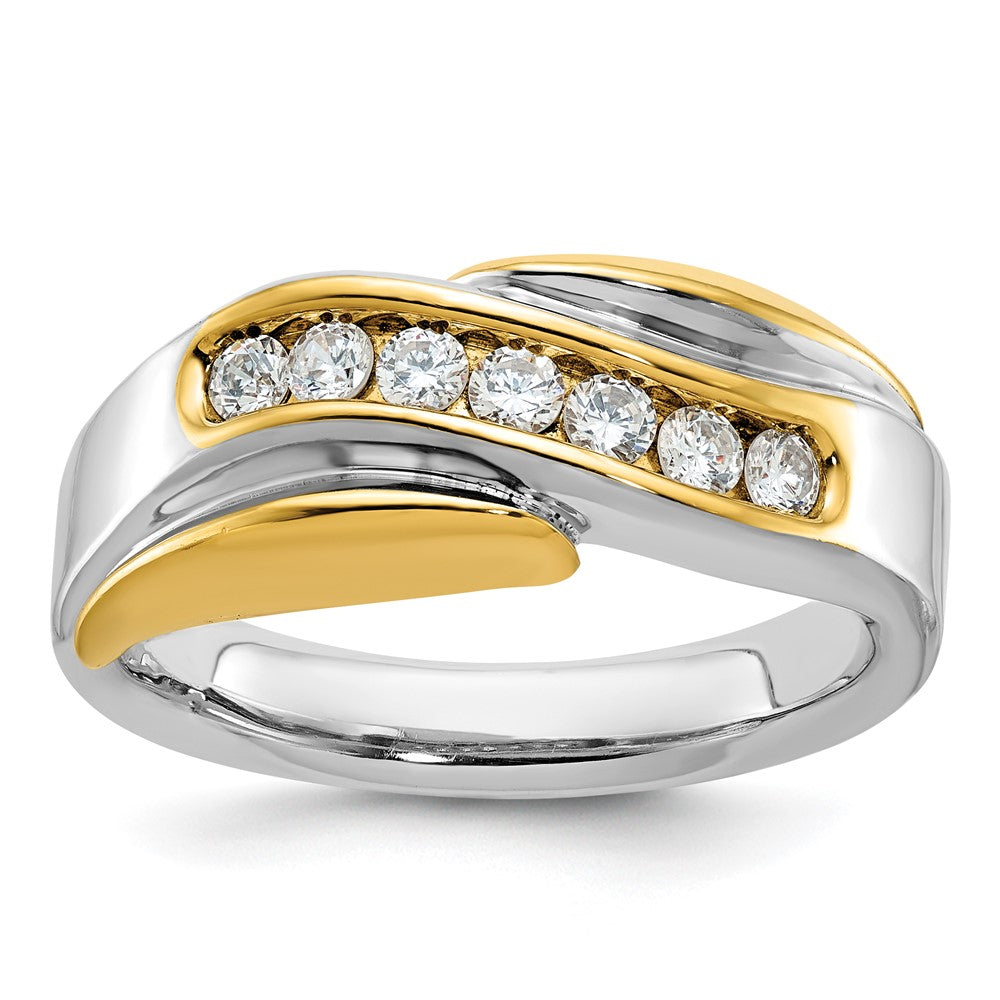 14K Zweifarbig Gold Herren-Ring mit 0,5K Diamant, komplett