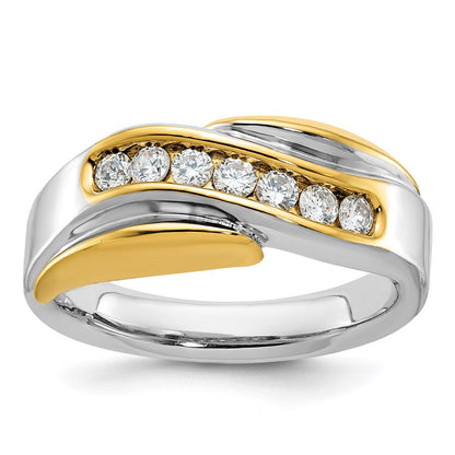 14K Zweifarbig Gold Herren-Ring mit 0,5K Diamant, komplett
