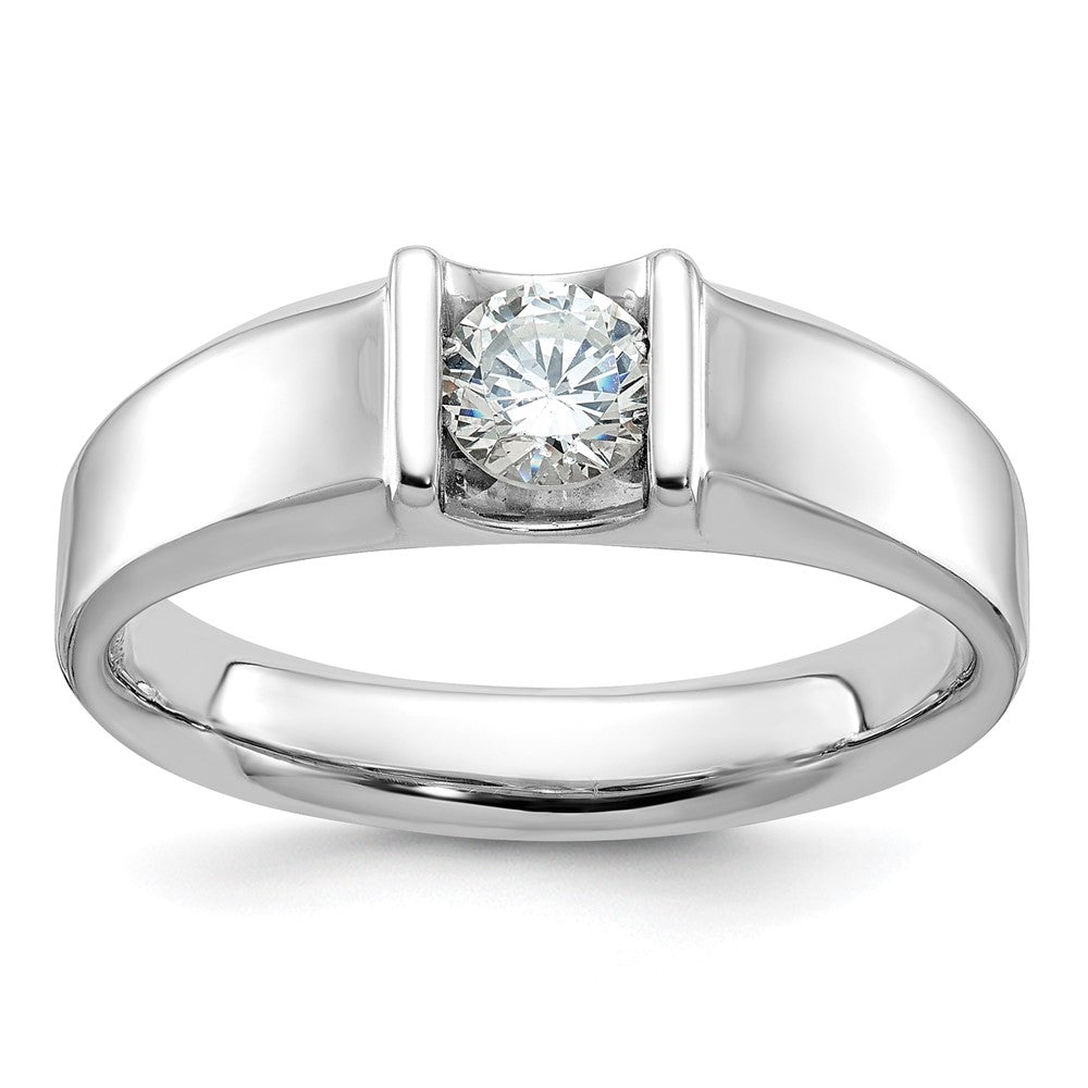 14K Weißgold Herren-Ring mit 0,5K Diamanten, komplett besetzt