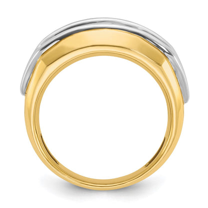 14K Bicolor-Gold Herren-Ring mit 1K Diamant