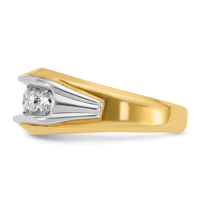 14K Bicolor-Gold Herren-Ring mit 1K Diamant