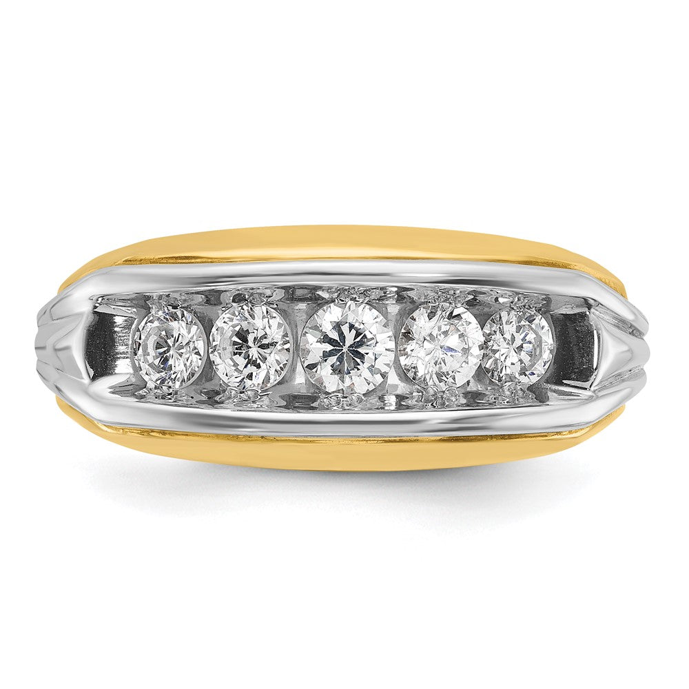 14K Bicolor-Gold Herren-Ring mit 1K Diamant
