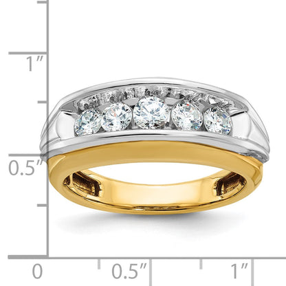14K Bicolor-Gold Herren-Ring mit 1K Diamant