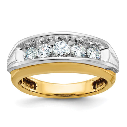 14K Bicolor-Gold Herren-Ring mit 1K Diamant