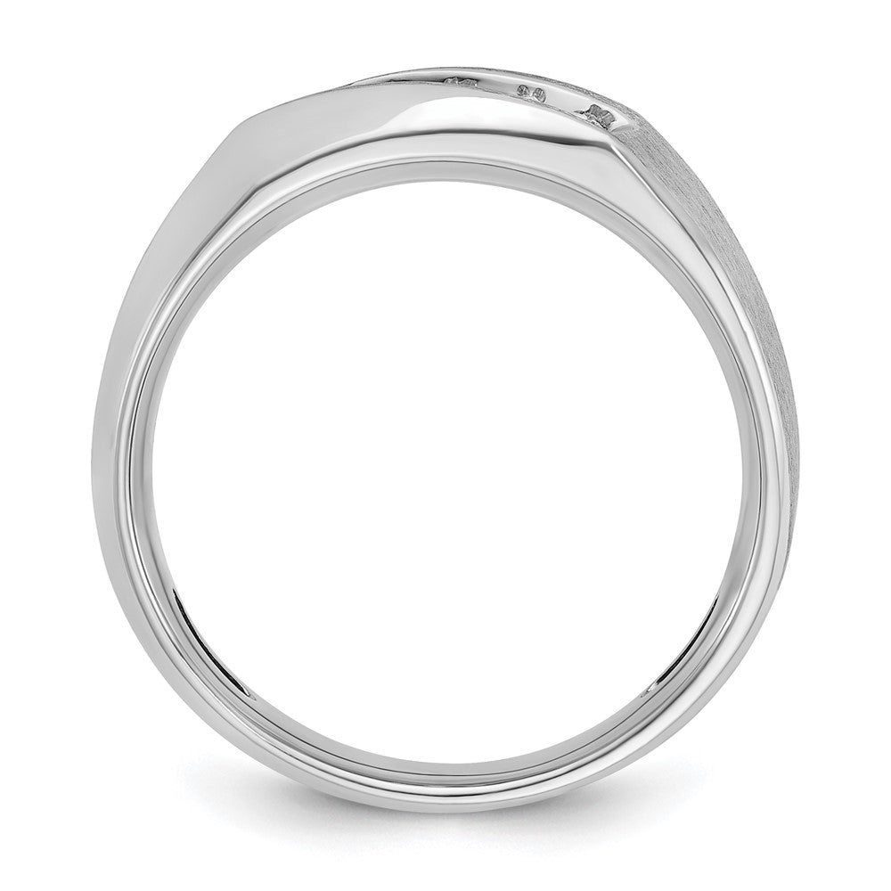 14K Weißgold Herren Ring, poliert und satiniert, 0,25K Diamant komplett