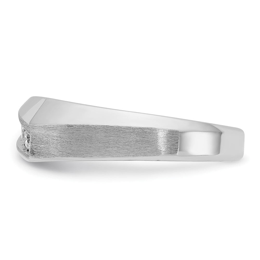 14K Weißgold Herren Ring, poliert und satiniert, 0,25K Diamant komplett