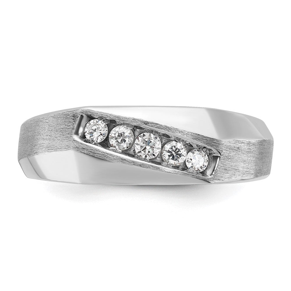 14K Weißgold Herren Ring, poliert und satiniert, 0,25K Diamant komplett