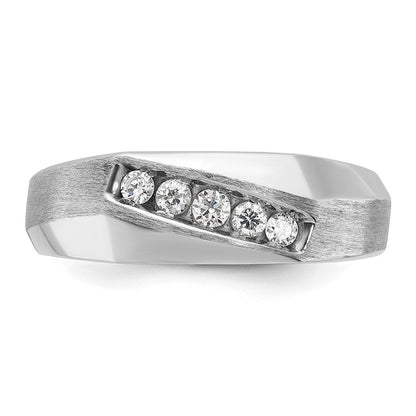 14K Weißgold Herren Ring, poliert und satiniert, 0,25K Diamant komplett