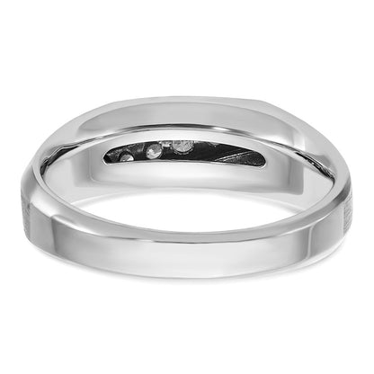 14K Weißgold Herren Ring, poliert und satiniert, 0,25K Diamant komplett