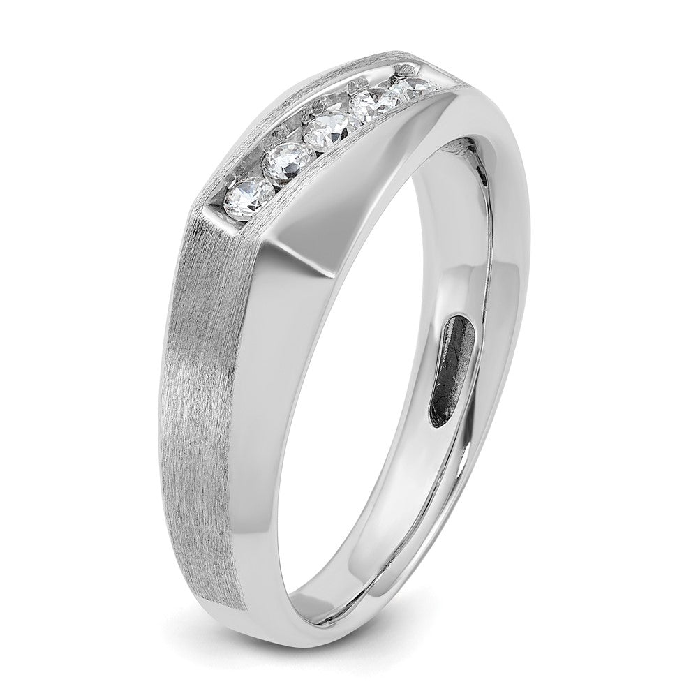 14K Weißgold Herren Ring, poliert und satiniert, 0,25K Diamant komplett